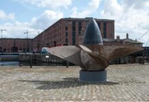 One of the gigantic props from the Lusitania can be seen at the Merseyside Maritime Museum