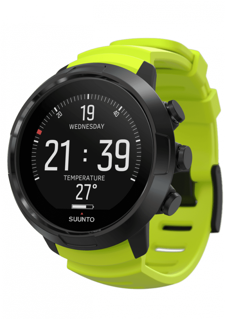 SUUNTO D5 BLACK LIME - Perspective view of the watch
