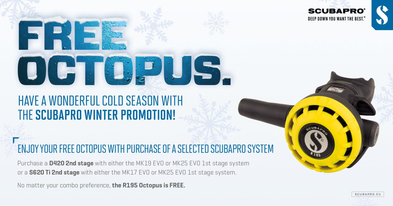 Scubapro announces new special winter dive deals 2 GET A FREE OCTOPUS WITH PURCHASE OF A SELECTED SCUBAPRO REGULATOR SYSTEM