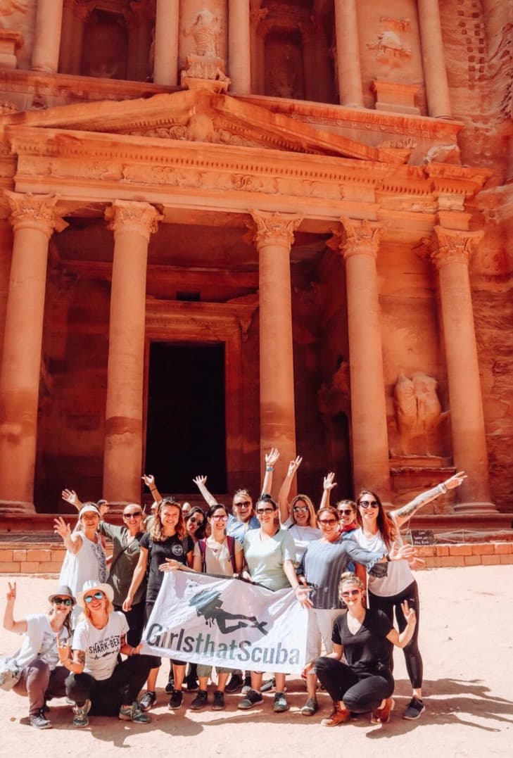 Girls That Scuba in front of Petra a Historical place in Jordan