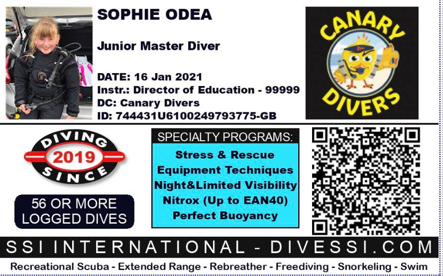 Sophie's well-earned JMD card.