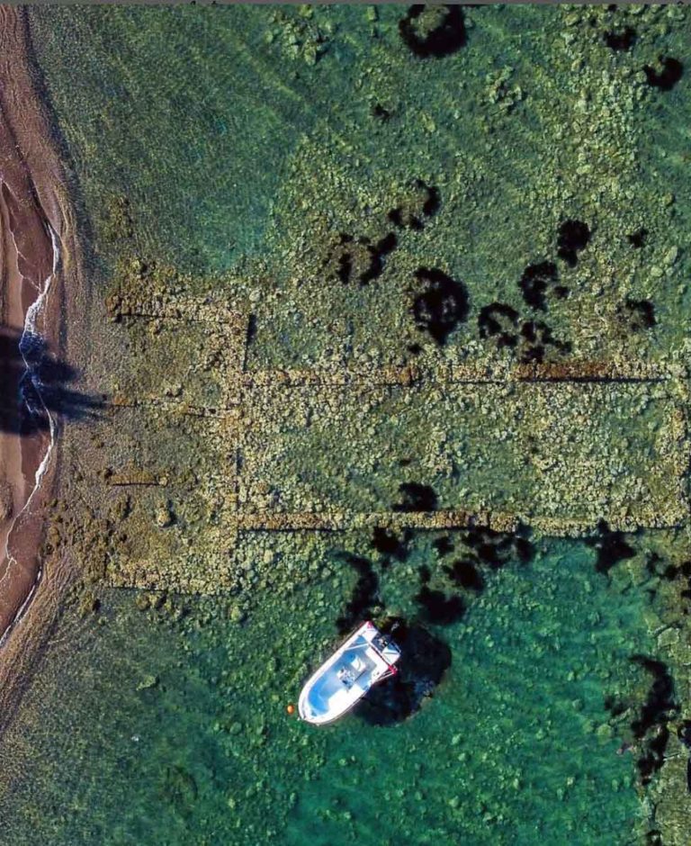 Aerial view of the structure - Long-lost port discovered by snorkeller