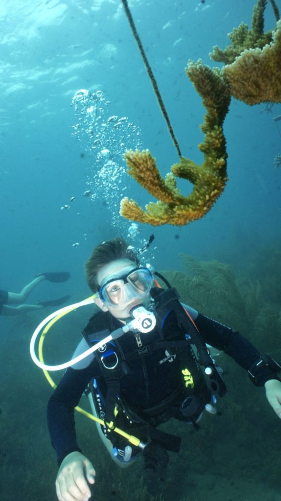 Oliver gets a closer look at the elkhorn coral