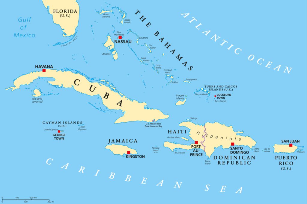 Scuba Diving Caribbean Map