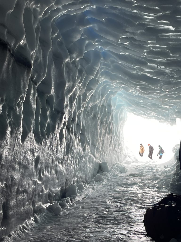 The entrance to the glacier tunnel system