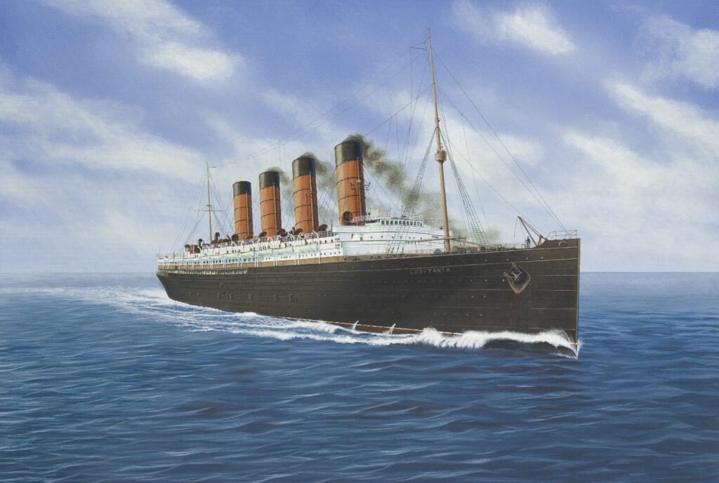 Painting of the magnificent Cunard liner Lusitania