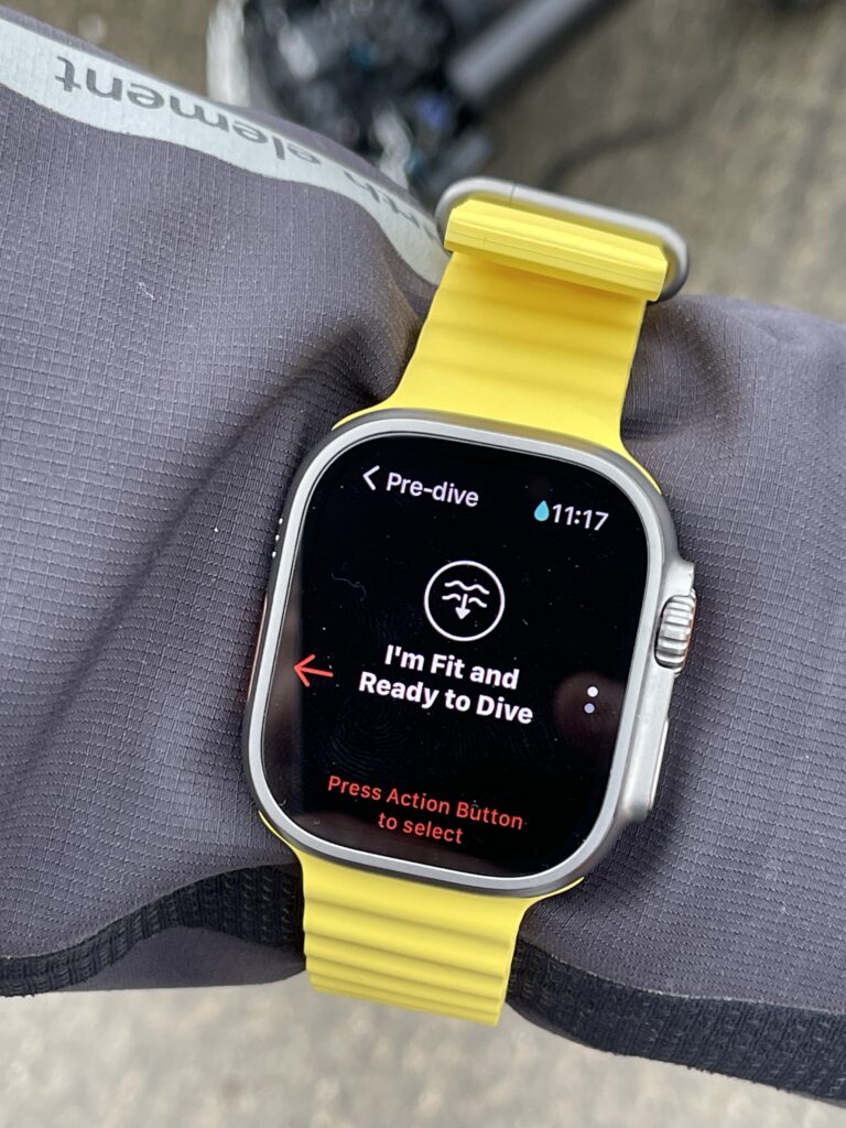 You have to press the Action Button before diving the Apple Watch Ultra