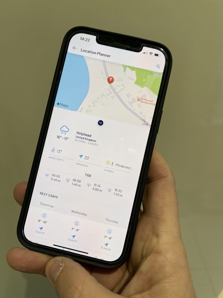 The Location Planner on the Oceanic+ app