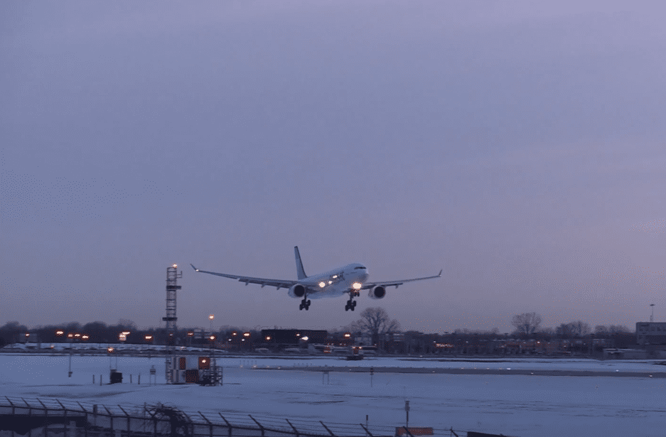 Aeroplane landing at runway