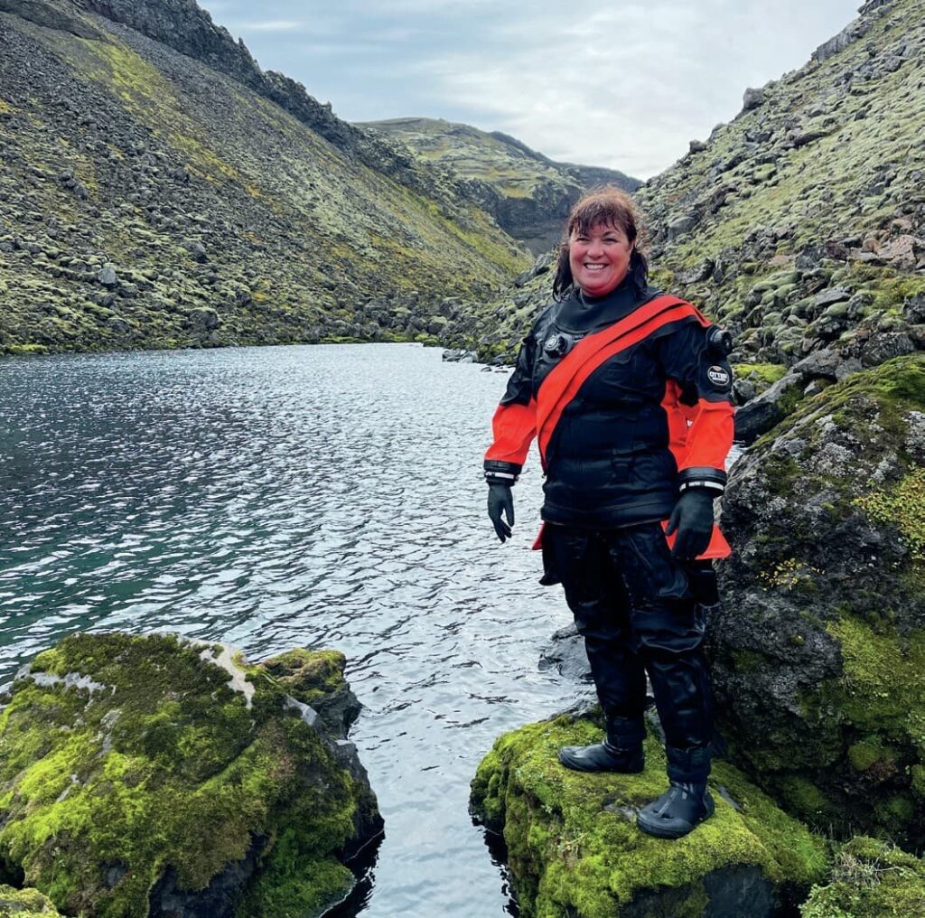 Penny wearing the Otter Atlantic Drysuit