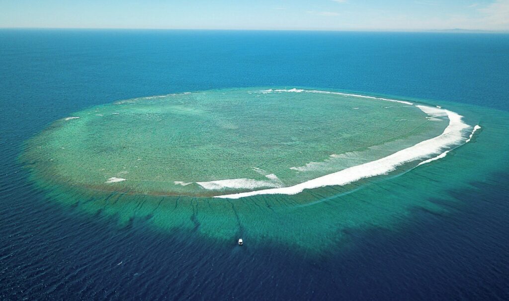 Aerial of Remote coral Atoll Cakau Lekaleka