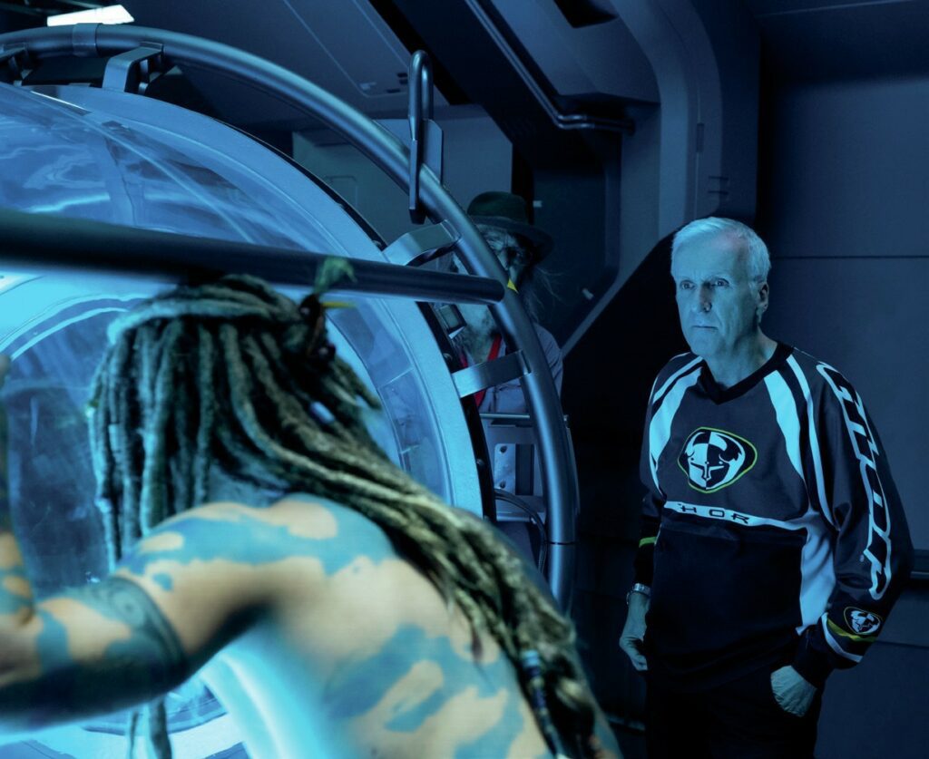 James Cameron overseeing a scene in Avatar The Way of Water
