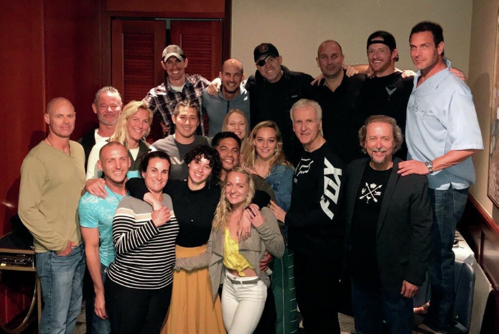 Liz, James Cameron and some of the water team, stunts, camera and safety