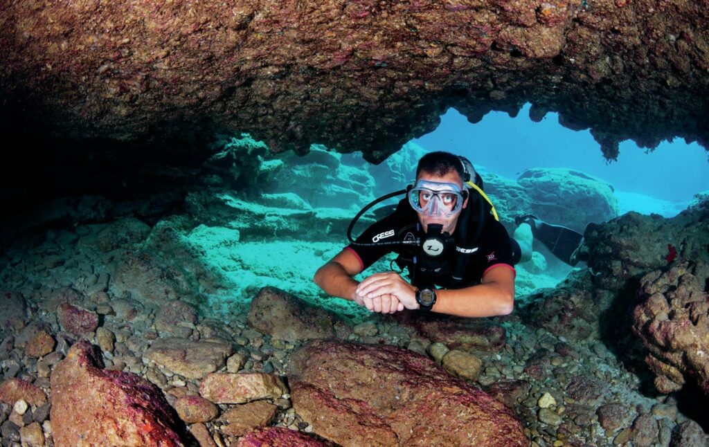 Exploring the caves at Cape Greco National Park