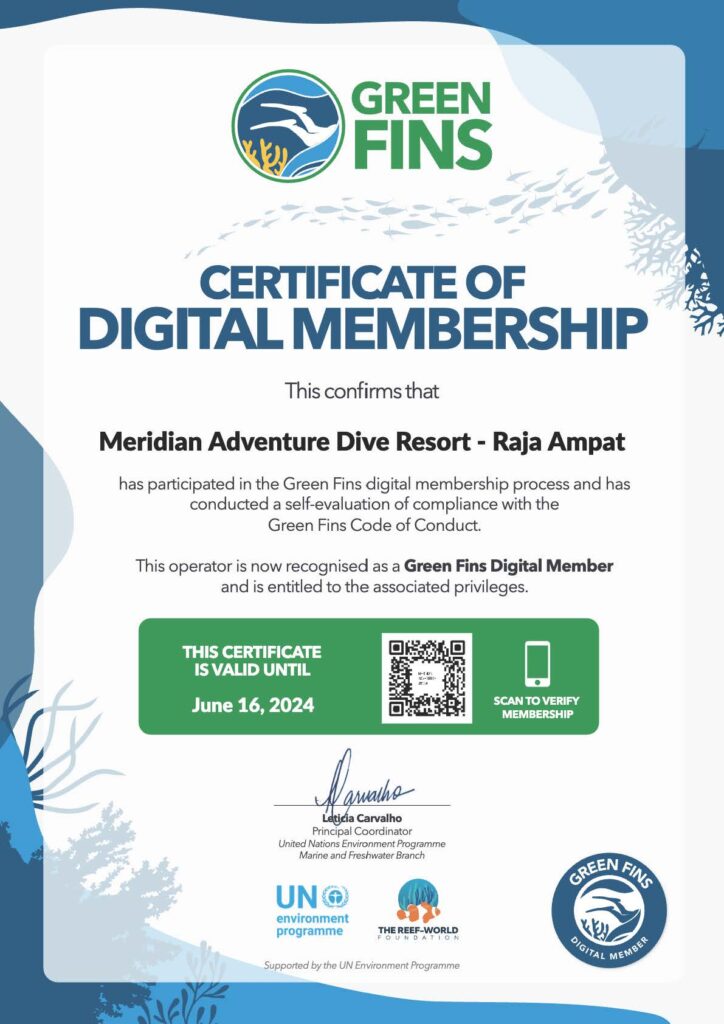 Green Fins Membership for Meridian Adventure Dive