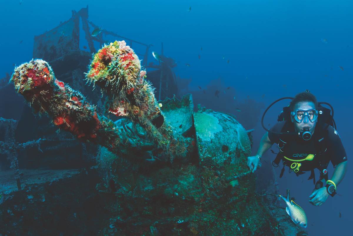 Wreck diving in the Caribbean.